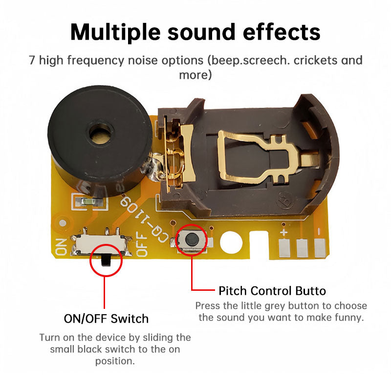 2X Cricket Noise Maker for Pranks, April Fool's Day Annoying Sound Gadget, Blue Buzz PCB Sound Device.