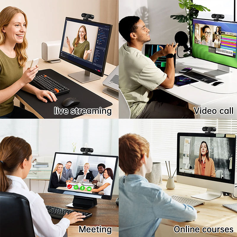 Mini 4K USB Webcam with Mic, Auto Focus HD Camera for PC & Laptop, 30fps 2K/1080P Conference Cam